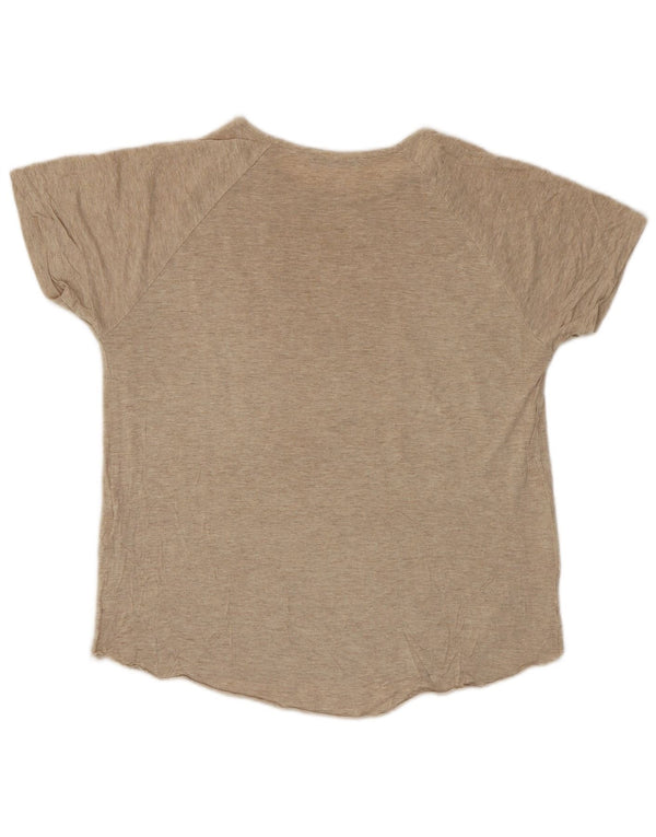 Женская футболка с рисунком Zara Top UK 10, маленькая, бежевая