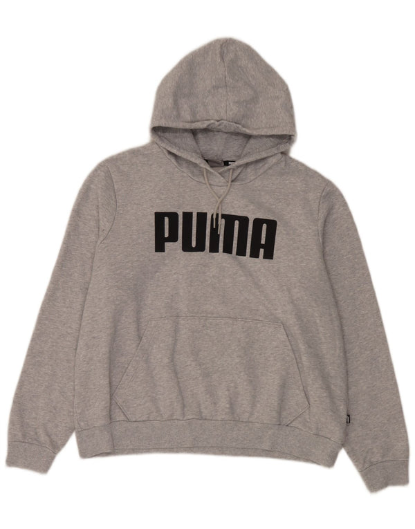 Женский джемпер с капюшоном Puma Oversized с рисунком UK 18 XL, серый хлопок с крапинками
