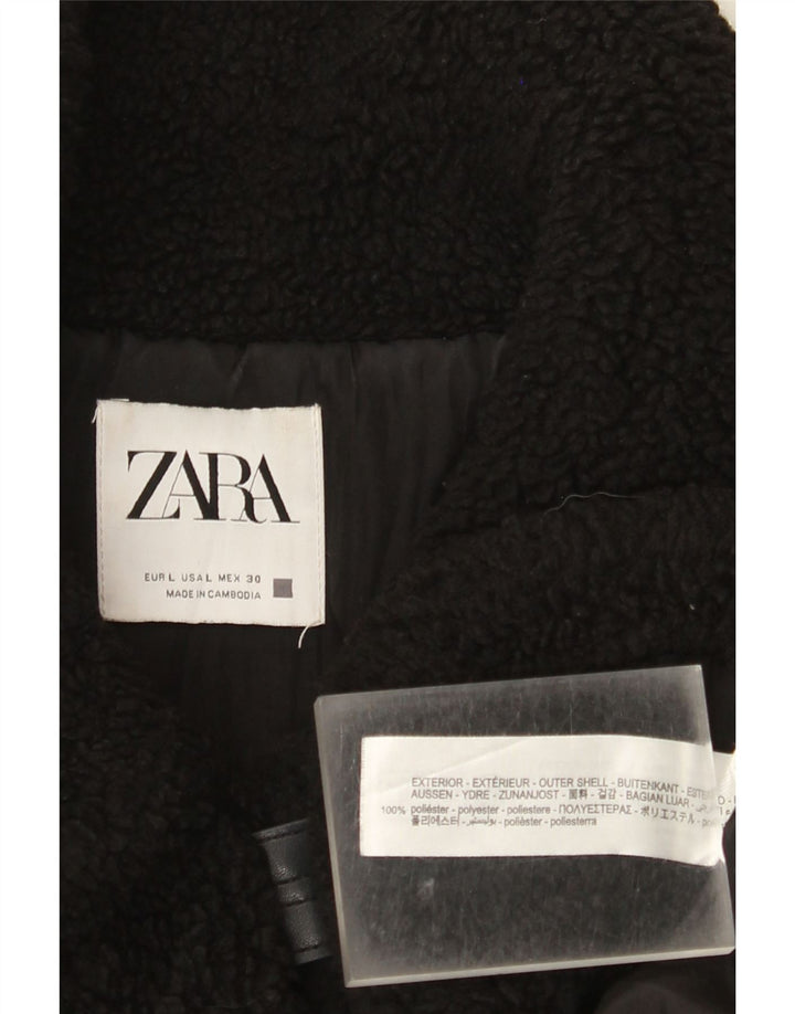 Женская флисовая куртка Zara UK 16, большая черная, полиэстер