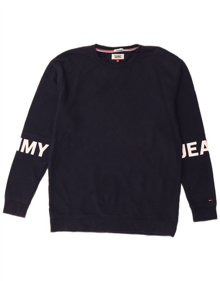 TOMMY HILFIGER Mens Relaxed Fit Graphic Sweatshirt Jumper Medium Navy Blue