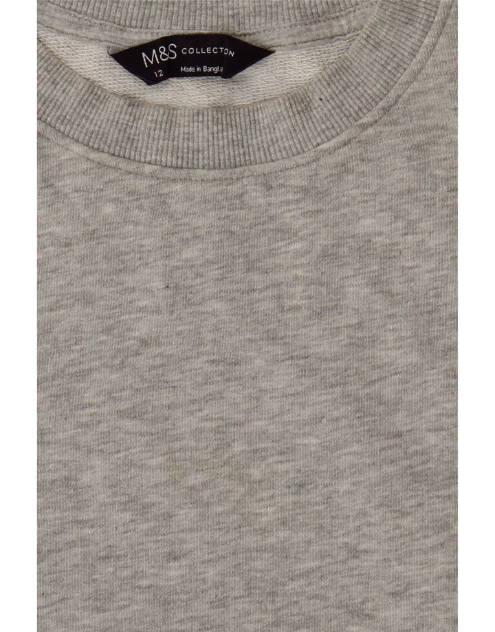 MARKS & SPENCER Womens Sweatshirt Jumper UK 12 Medium Grey Cotton Vintage Marks & Spencer and Second-Hand Marks & Spencer from Messina Hembry 