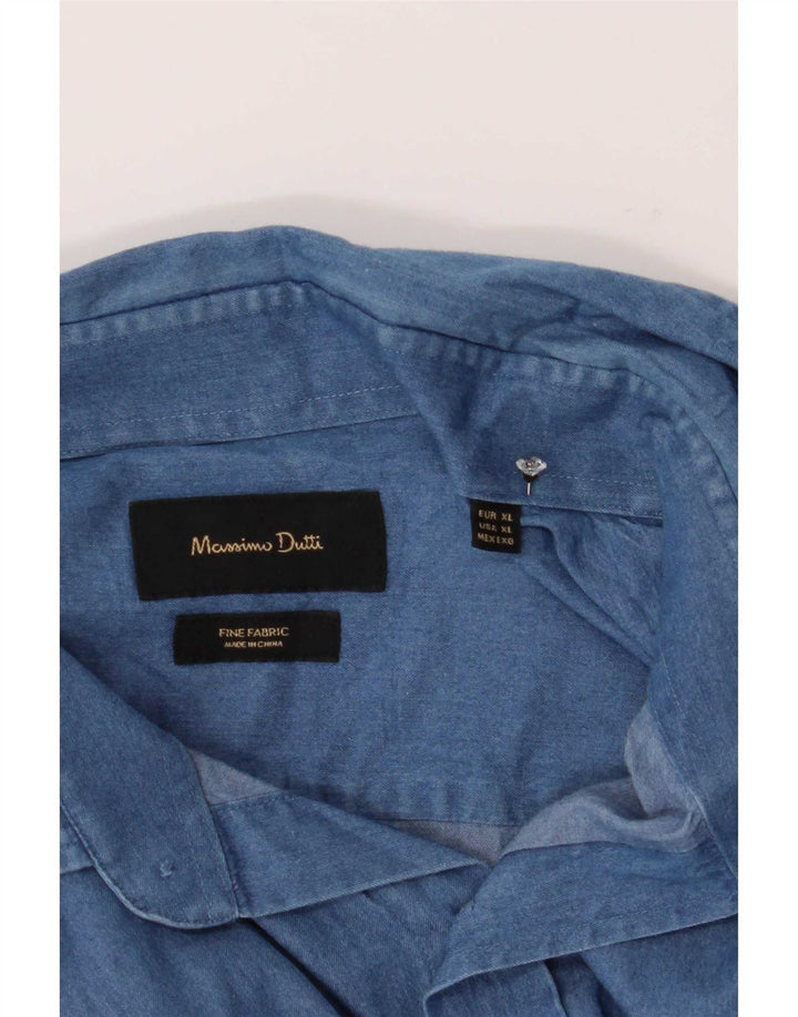Мужская джинсовая рубашка Massimo Dutti XL темно-синяя