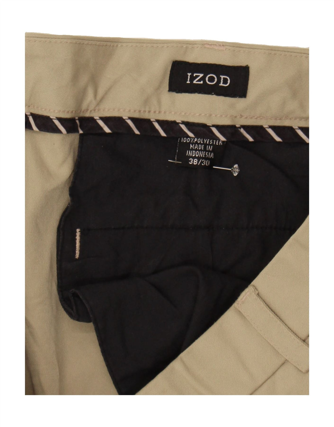 IZOD Mens Pegged Suit Trousers W38 L30 Beige Polyester Vintage Izod and Second-Hand Izod from Messina Hembry 