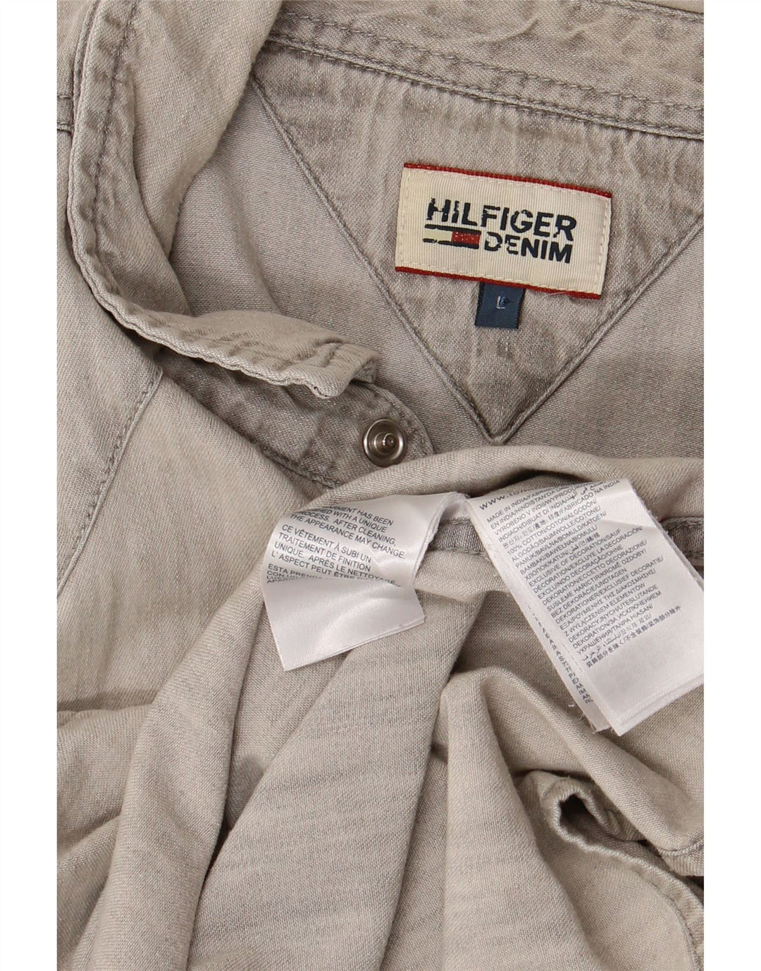 Мужская джинсовая рубашка TOMMY HILFIGER, большая серая, хлопок