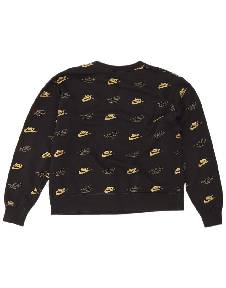 Женский свитер с рисунком NIKE UK 14, средний черный хлопковый свитер