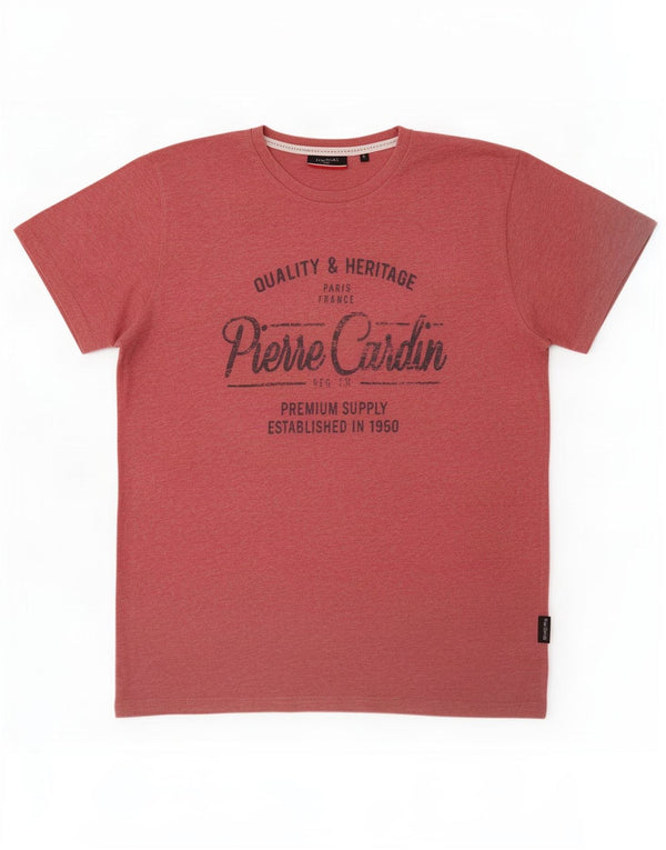 Pierre Cardin Mens Graphic T-Shirt Top Large Pink Polyester