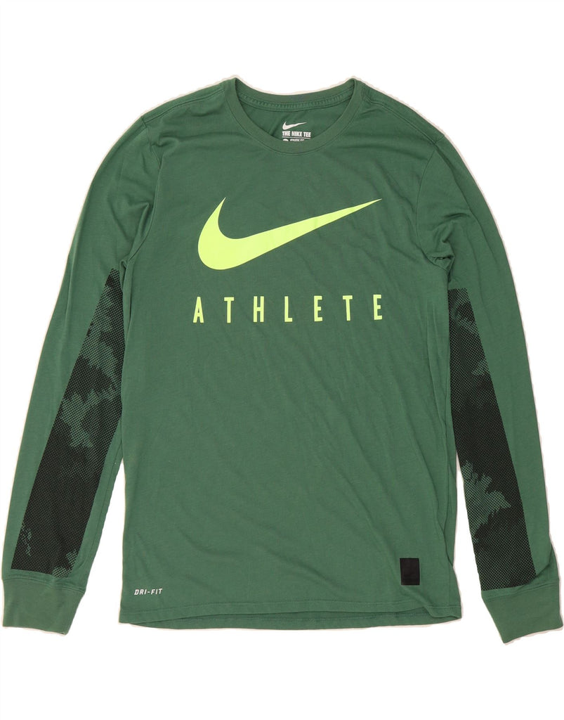 NIKE Mens Athletic Cut Graphic Top Long Sleeve Medium Green Camouflage Vintage Nike and Second-Hand Nike from Messina Hembry 