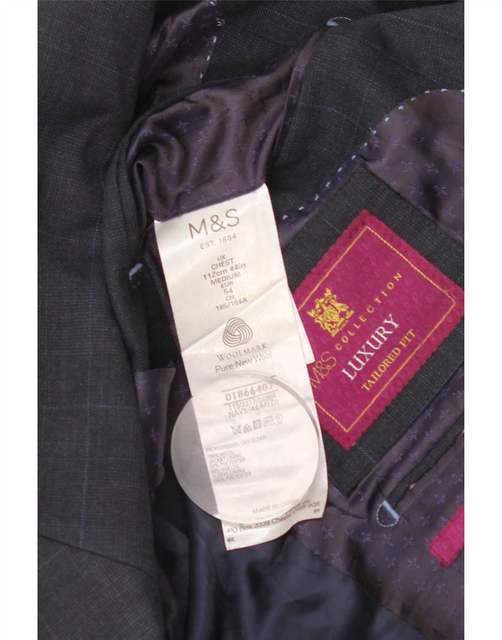 Мужской пиджак приталенного кроя Marks & Spencer UK 44 XL темно-синий в клетку