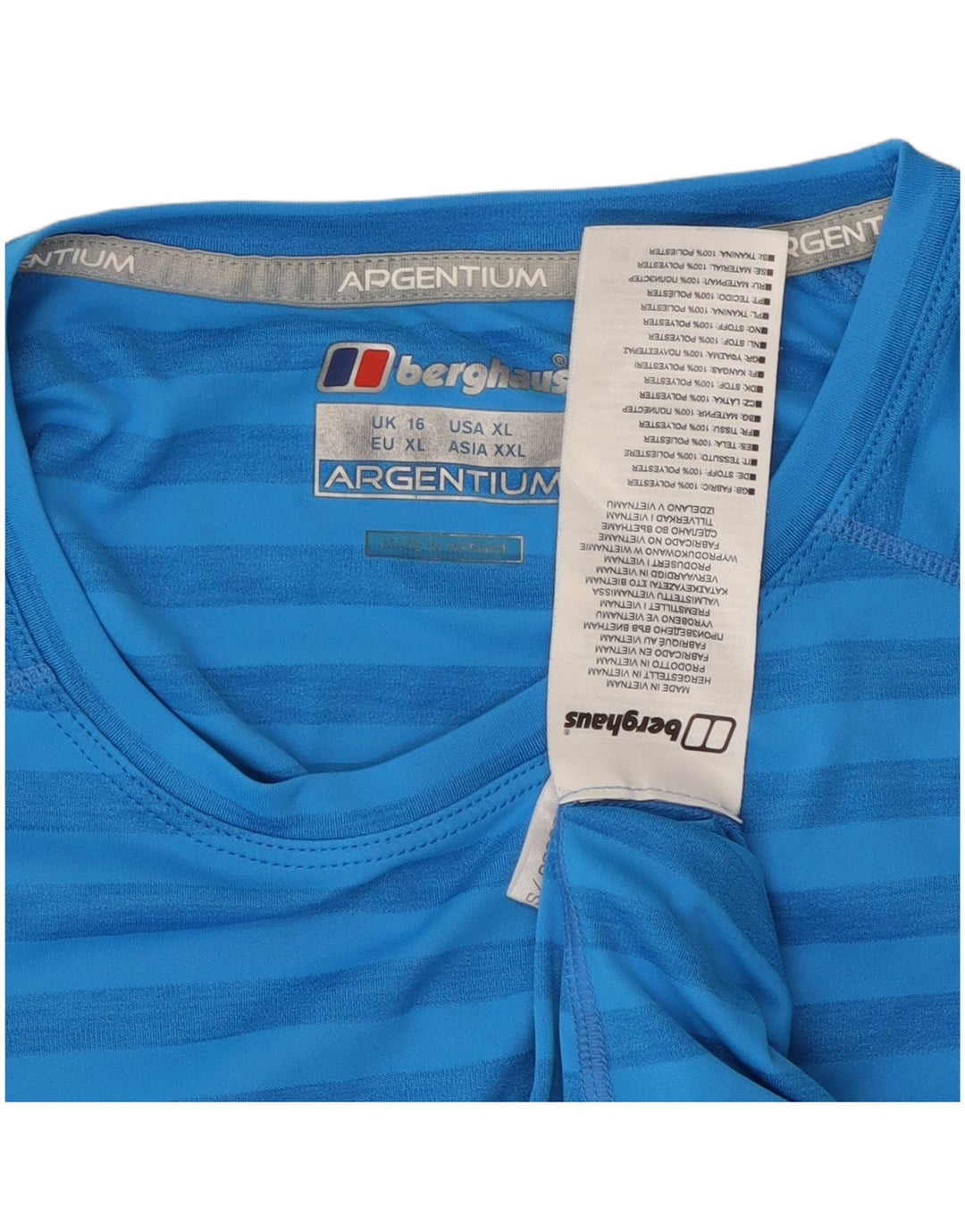 BERGHAUS Женский топ с длинным рукавом UK 16, полиэстер в большую синюю полоску