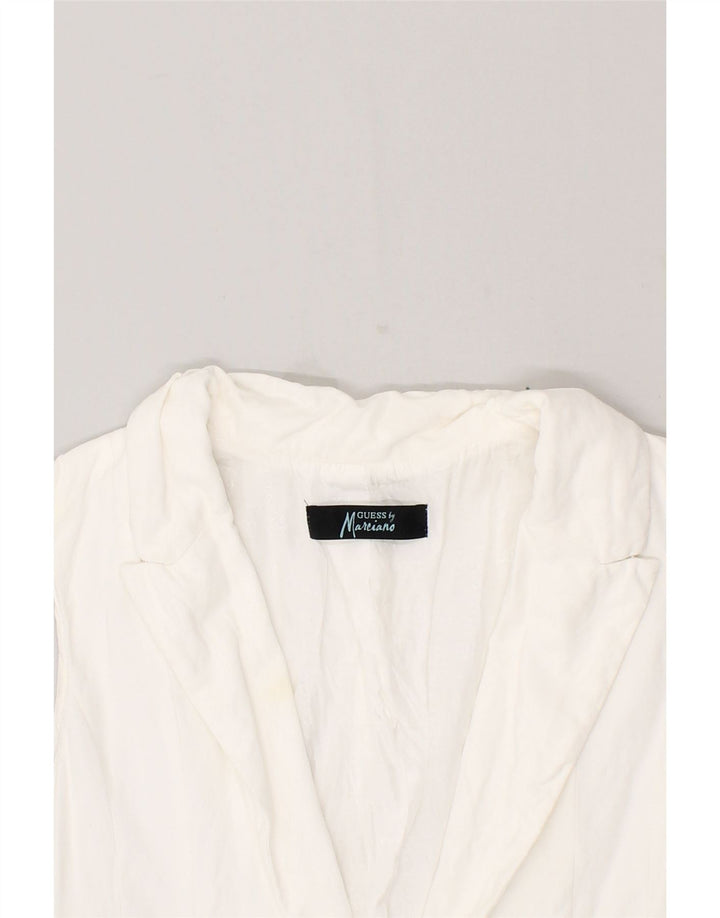 GUESS Womens Sleeveless 1 Button Blazer Jacket UK 12 Medium White Vintage Guess and Second-Hand Guess from Messina Hembry 