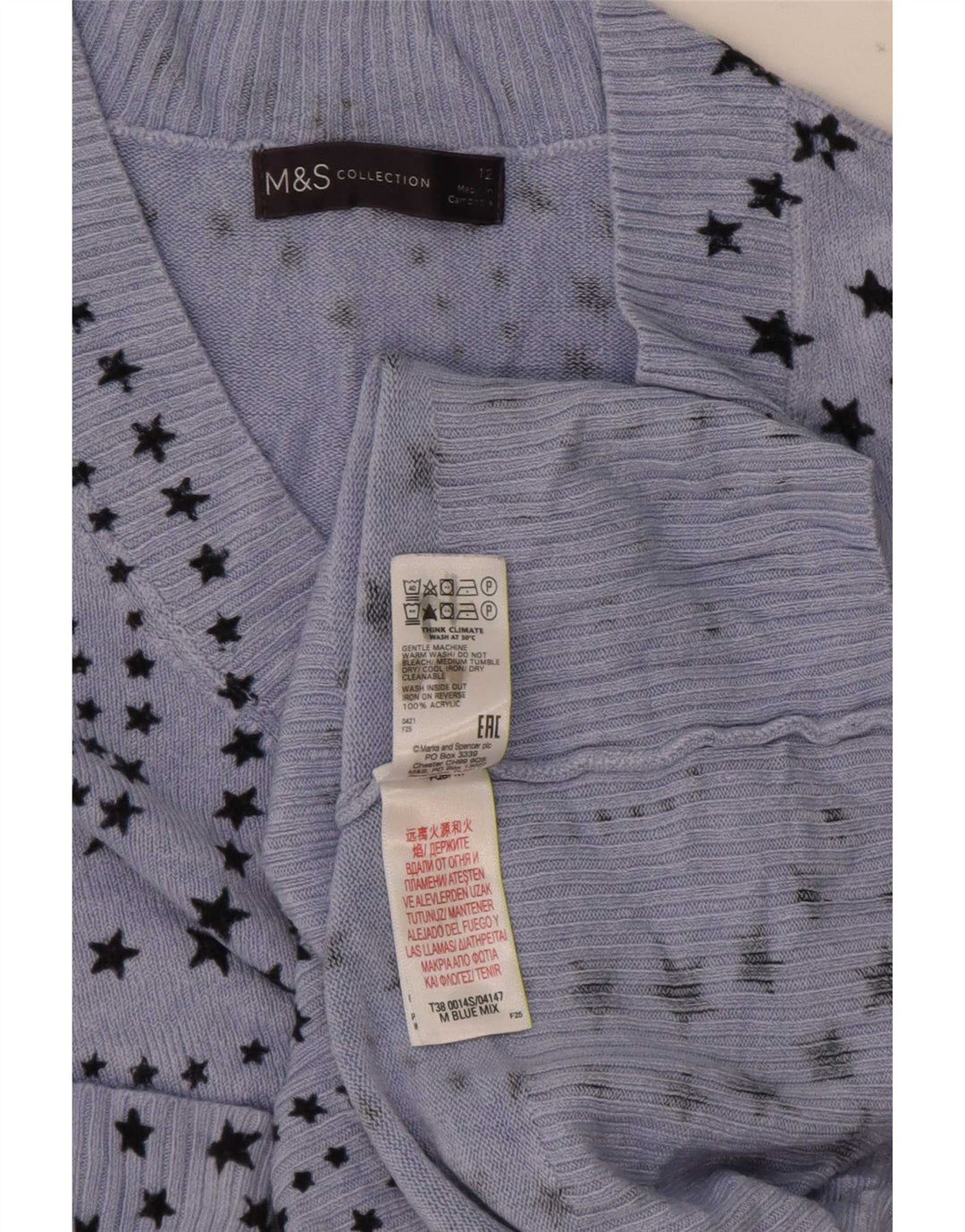 Женский джемпер с v-образным вырезом Marks & Spencer UK 12, средний синий