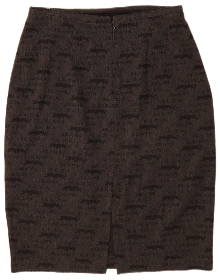 KRIZIA JEANS Женская юбка-карандаш с рисунком UK 12 Medium W28 Серая