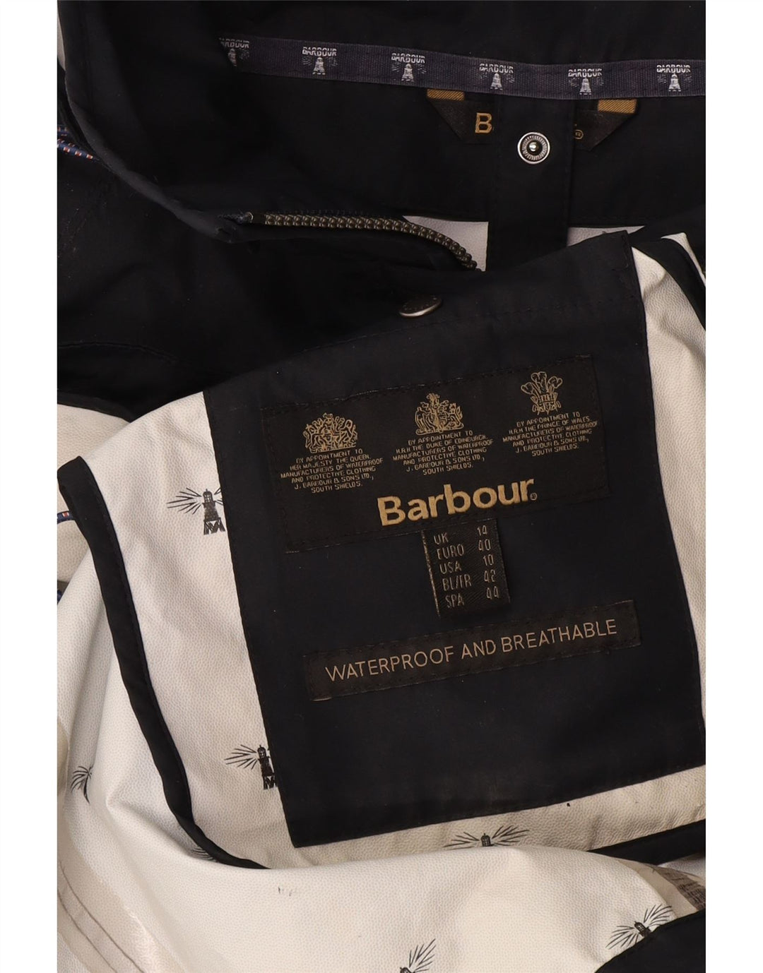 Женская парка Barbour с капюшоном UK 14, большой темно-синий полиэстер