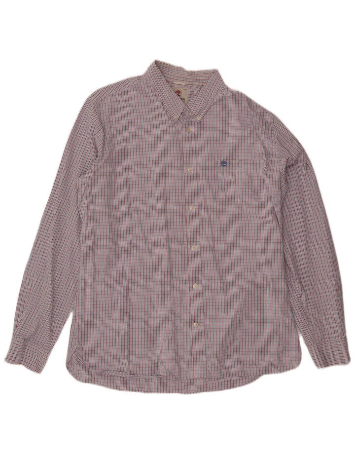 Мужская рубашка приталенного кроя Timberland XL, синяя клетка, хлопок