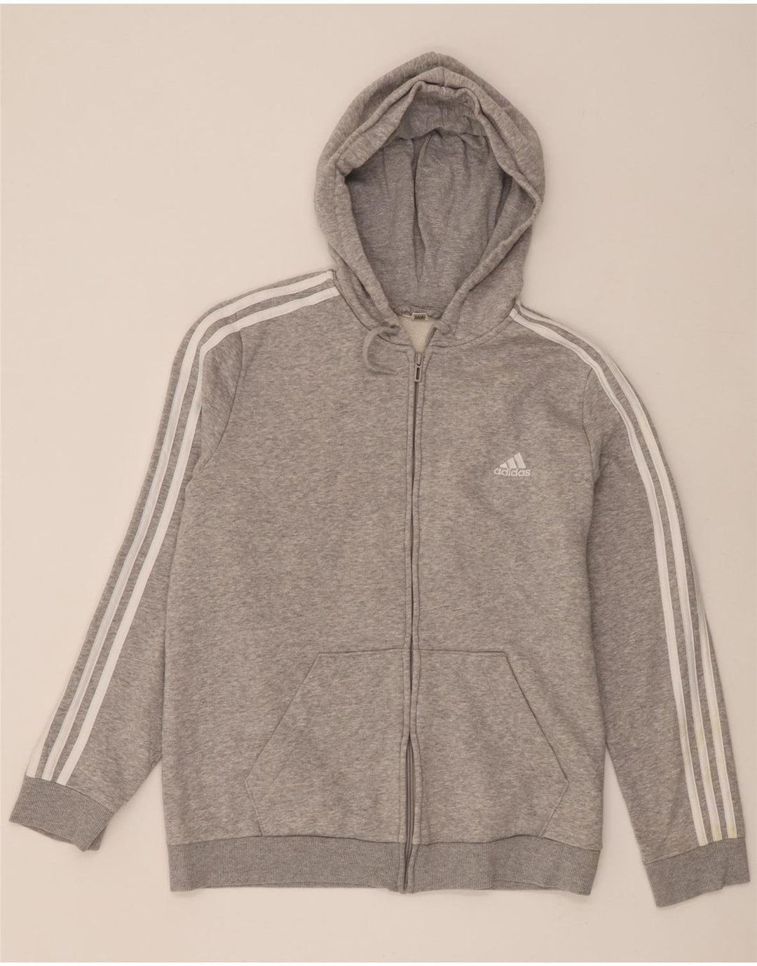 Мужской свитер с капюшоном на молнии Adidas среднего серого цвета в крапинку