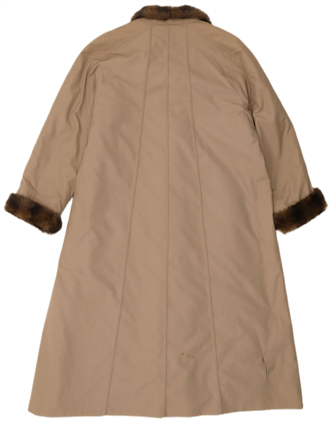 ВИНТАЖНОЕ женское пальто оверсайз из искусственного меха EU 40, средний бежевый полиэстер