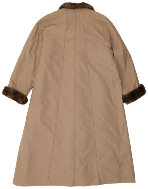 ВИНТАЖНОЕ женское пальто оверсайз из искусственного меха EU 40, средний бежевый полиэстер