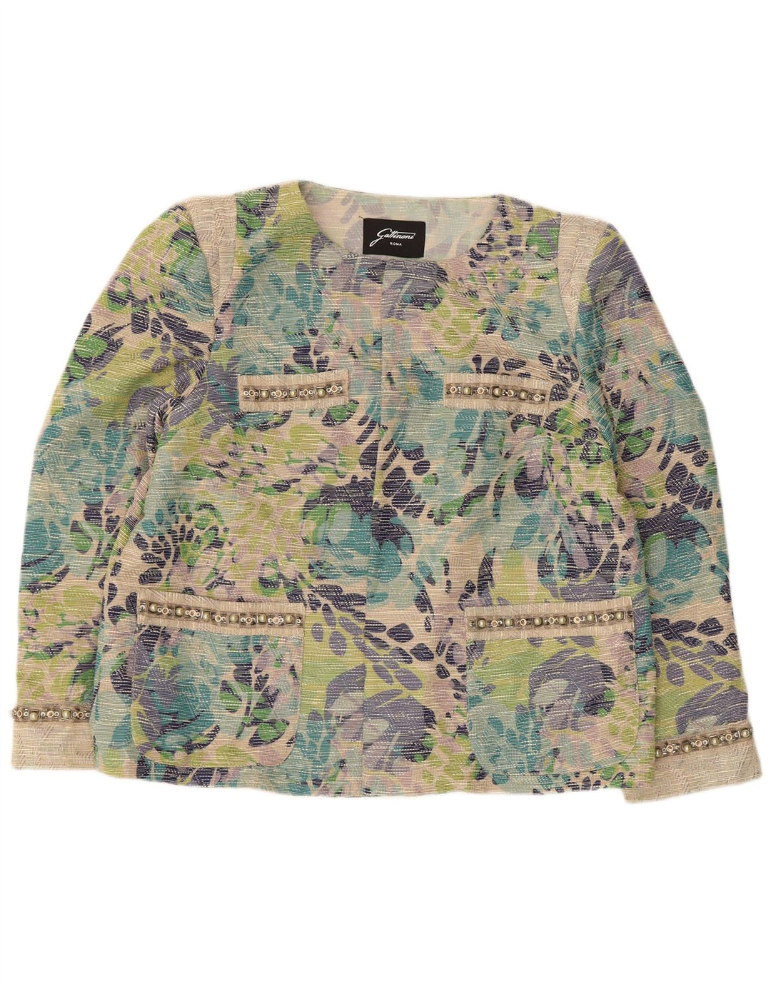 Женский открытый пиджак Gattinoni UK 18 XL с разноцветным цветочным принтом