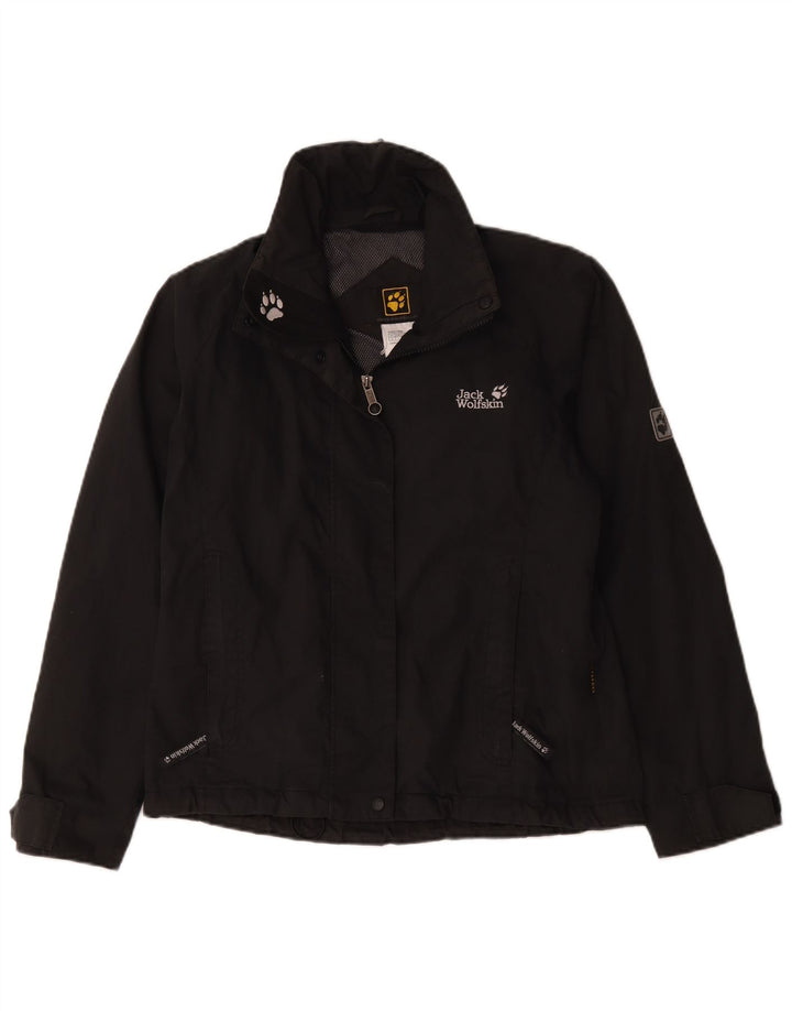 Женская дождевик Jack Wolfskin UK 12/14, средний черный полиэстер