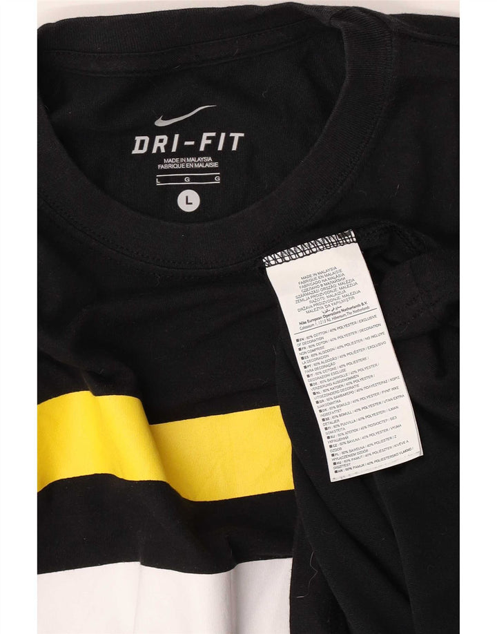 Мужская футболка Nike Dri Fit, большой черный полиэстер с цветными блоками