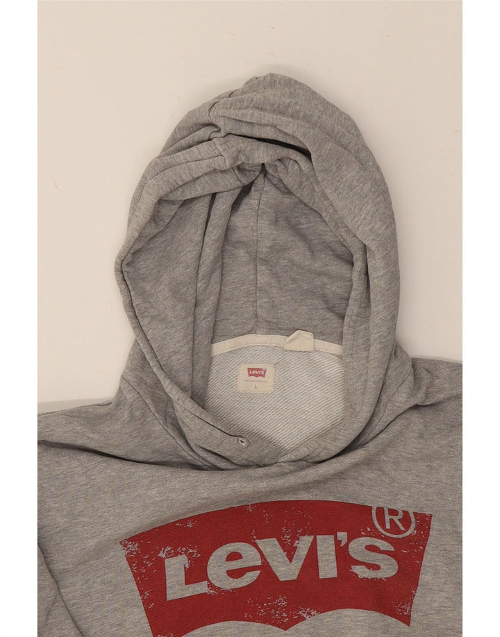 LEVI'S Mens Graphic Hoodie Jumper Large Grey Cotton Vintage Levi's and Second-Hand Levi's from Messina Hembry 