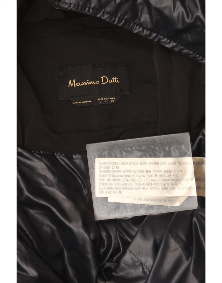 Женское стеганое пальто Massimo Dutti UK 16, большой черный полиэстер