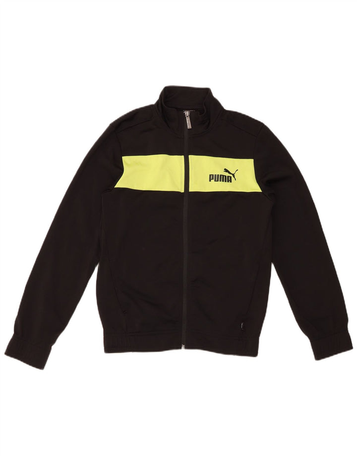 PUMA Boys Tracksuit Top Jacket 11-12 Years Black Colourblock Polyester