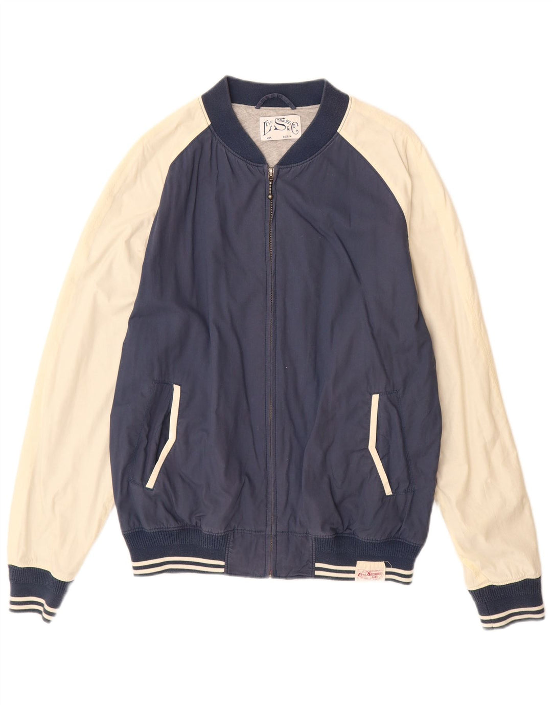 Мужская куртка-бомбер Levi's UK 38, средний темно-синий, хлопок с цветными блоками