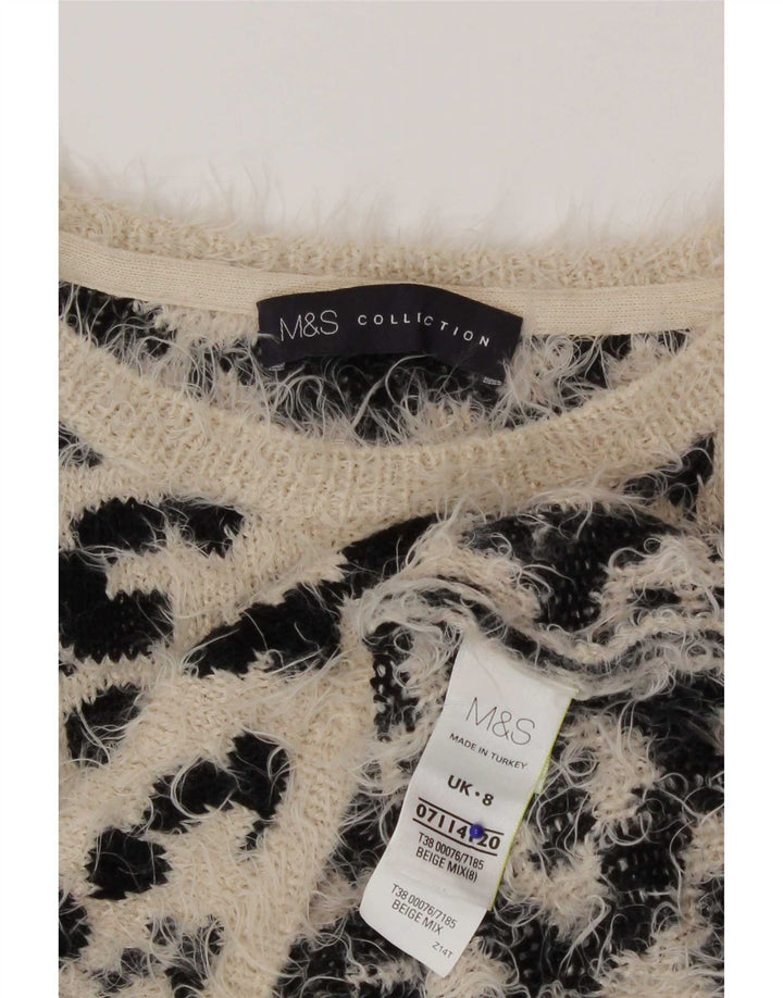 Женский джемпер с круглым вырезом Marks & Spencer, Великобритания, 8, маленький, бежевый