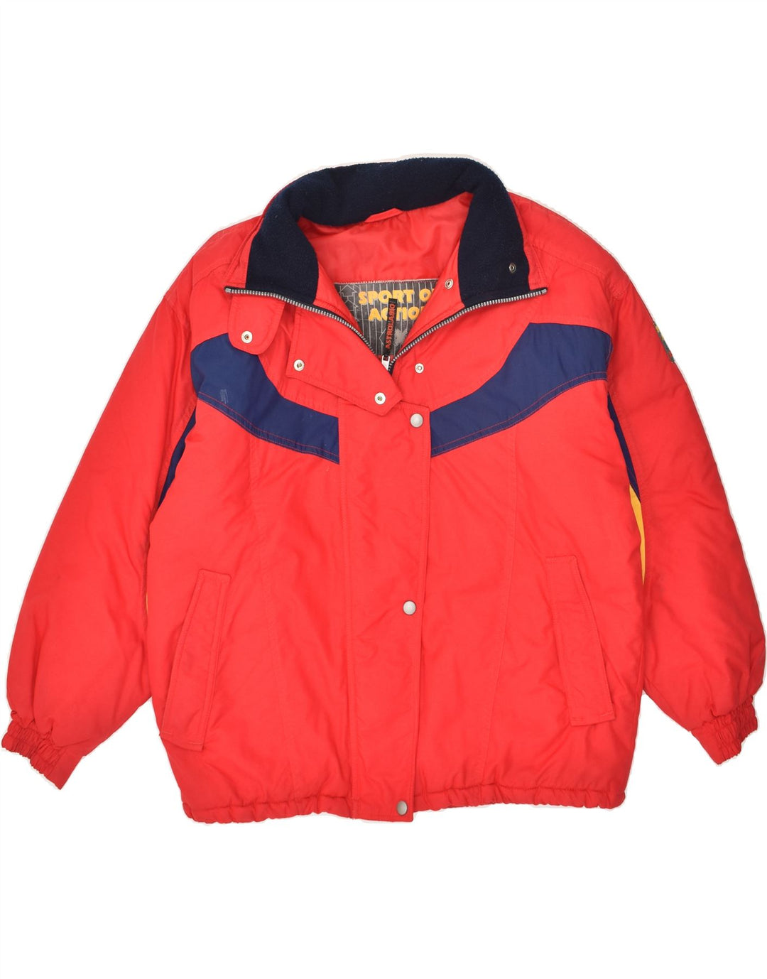 ASTROLABIO Womens Hooded Windbreaker Jacket EU 42 Large Red Colourblock | Vintage Astrolabio | Thrift | Second-Hand Astrolabio | Used Clothing | Messina Hembry 