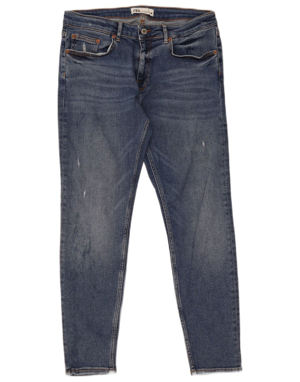 Женские потертые джинсы скинни Zara EU 44 XL W34 L28 синие