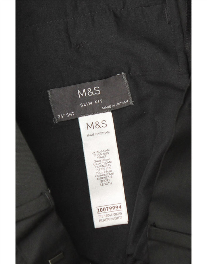 Мужские брюки узкого кроя Marks & Spencer W34 L29, черный полиэстер