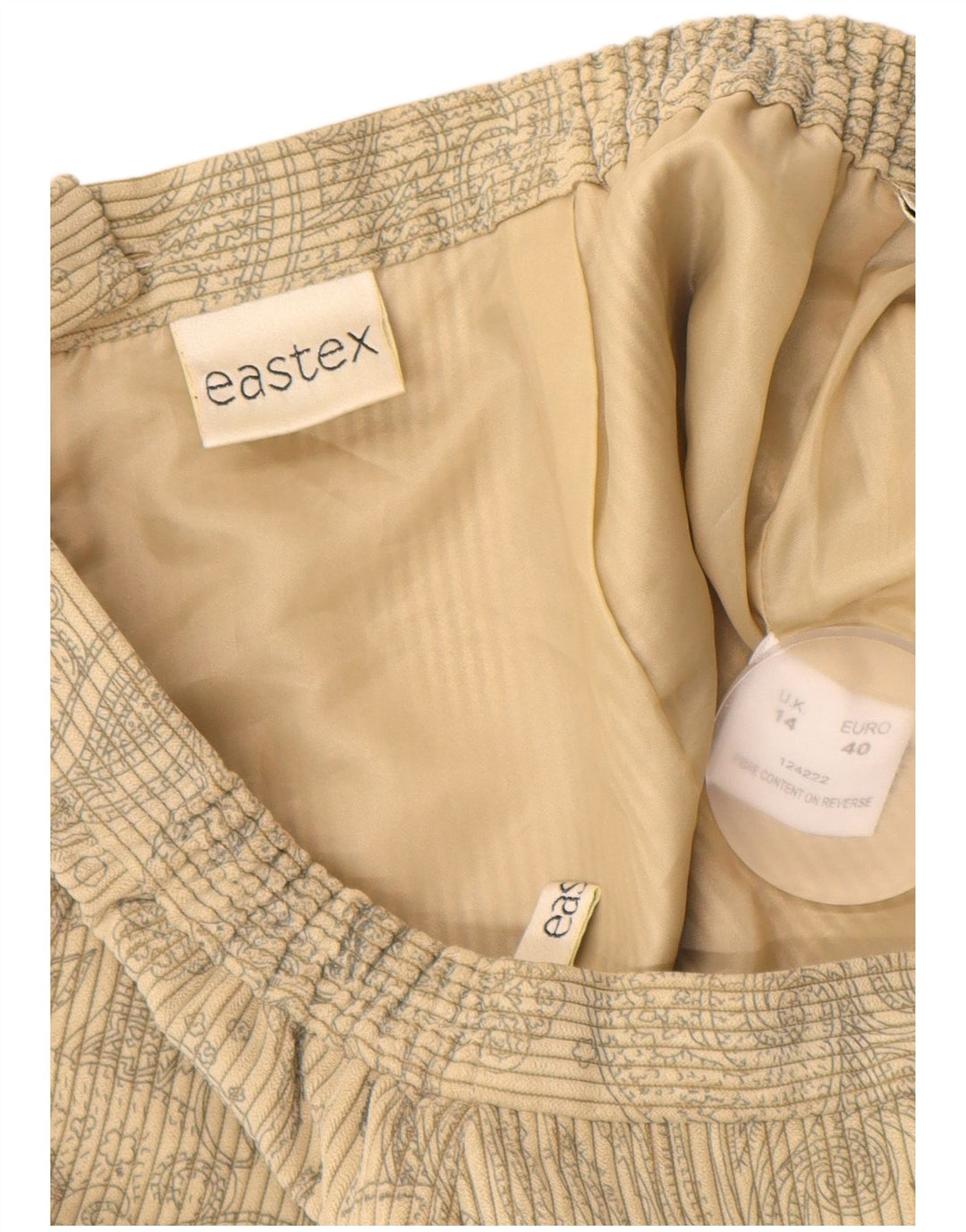 EASTEX Женская вельветовая прямая юбка UK 14, средний бежевый цветочный полиэстер