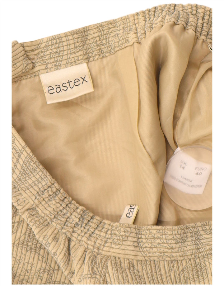 EASTEX Женская вельветовая прямая юбка UK 14, средний бежевый цветочный полиэстер