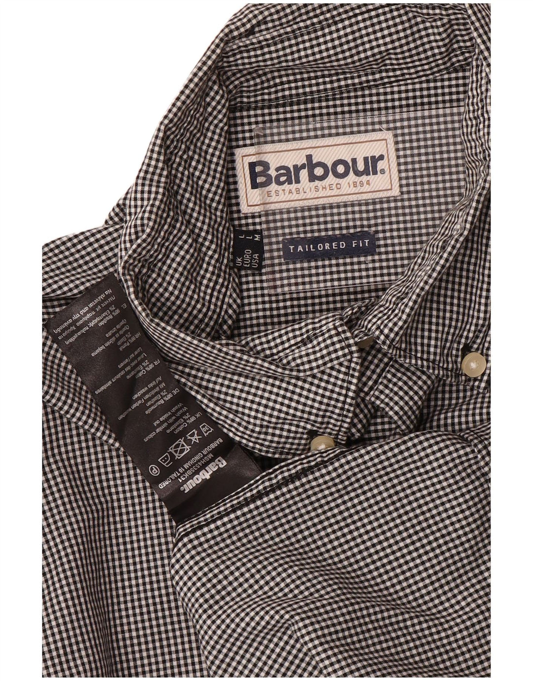 Мужская рубашка по индивидуальному заказу Barbour, большая черная хлопковая клетка в мелкую клетку