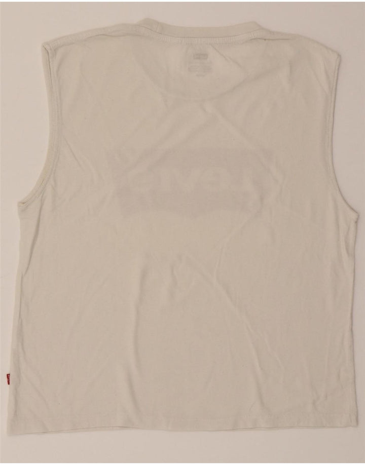 LEVI'S Womens Graphic Vest Top UK 10 Small White Vintage Levi's and Second-Hand Levi's from Messina Hembry 