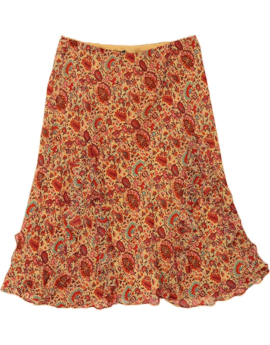 CHAPS Womens A-Line Skirt Large W32  Beige Floral Polyester Vintage Chaps and Second-Hand Chaps from Messina Hembry 