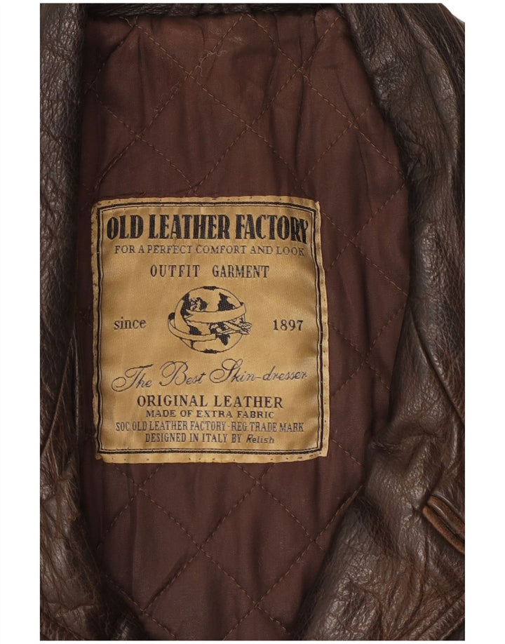 RELISH Мужская кожаная куртка UK 40, большая коричневая кожа
