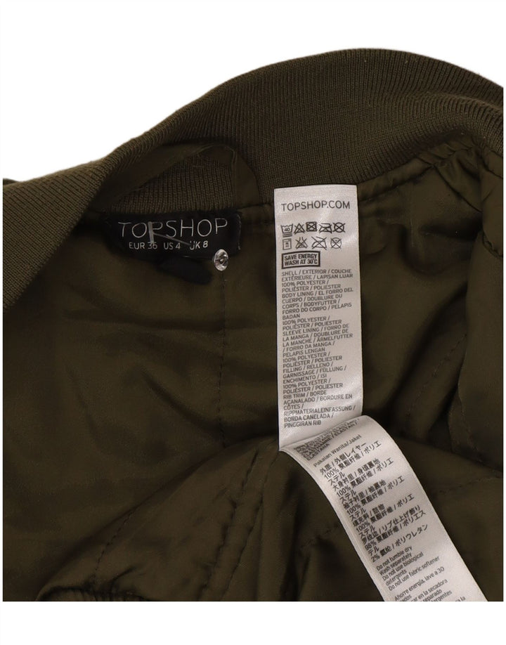 Женская утепленная куртка-бомбер Topshop UK 8, маленький зеленый полиэстер