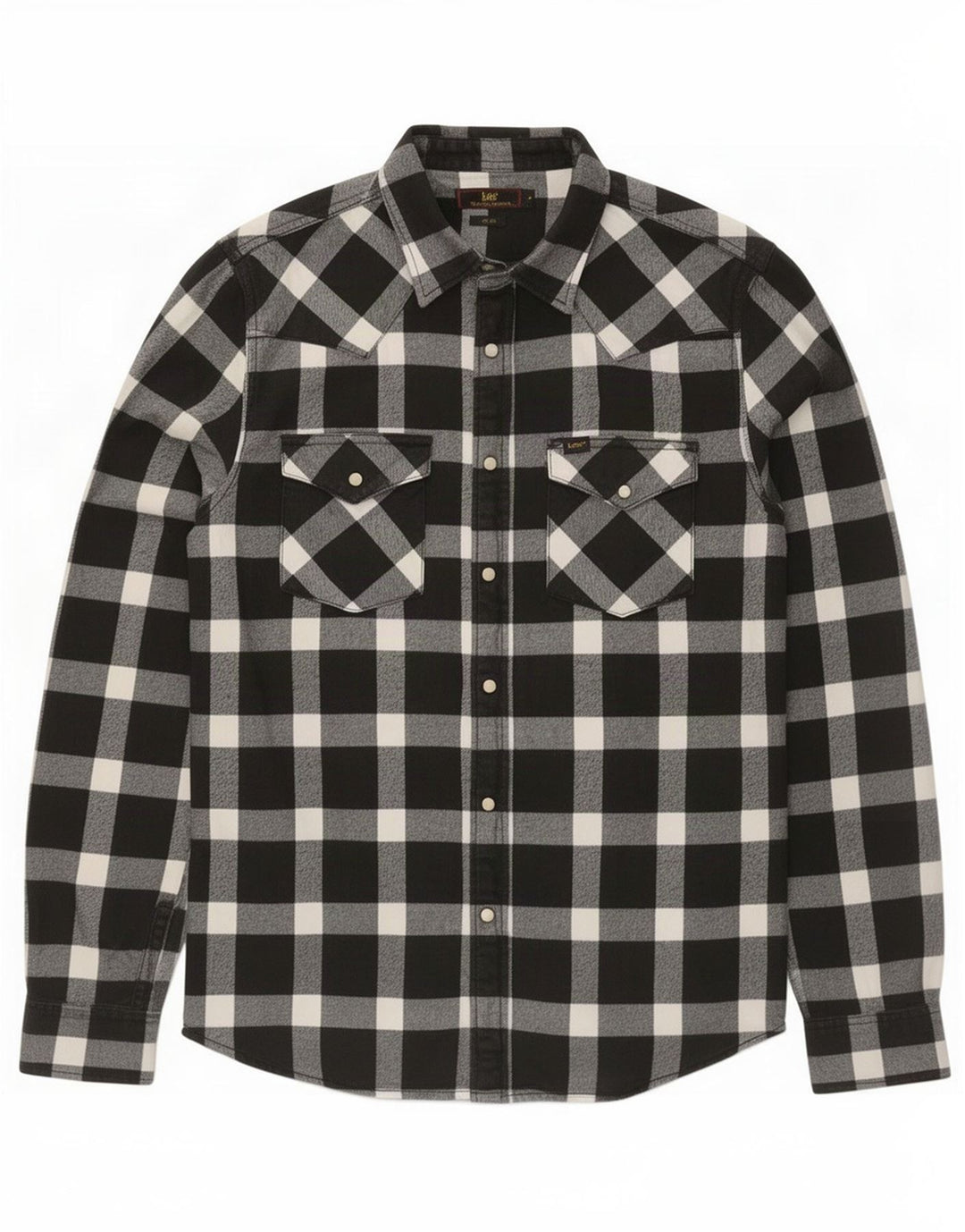 Мужская фланелевая рубашка Lee Slim Fit, средний черный цвет, хлопок в клетку