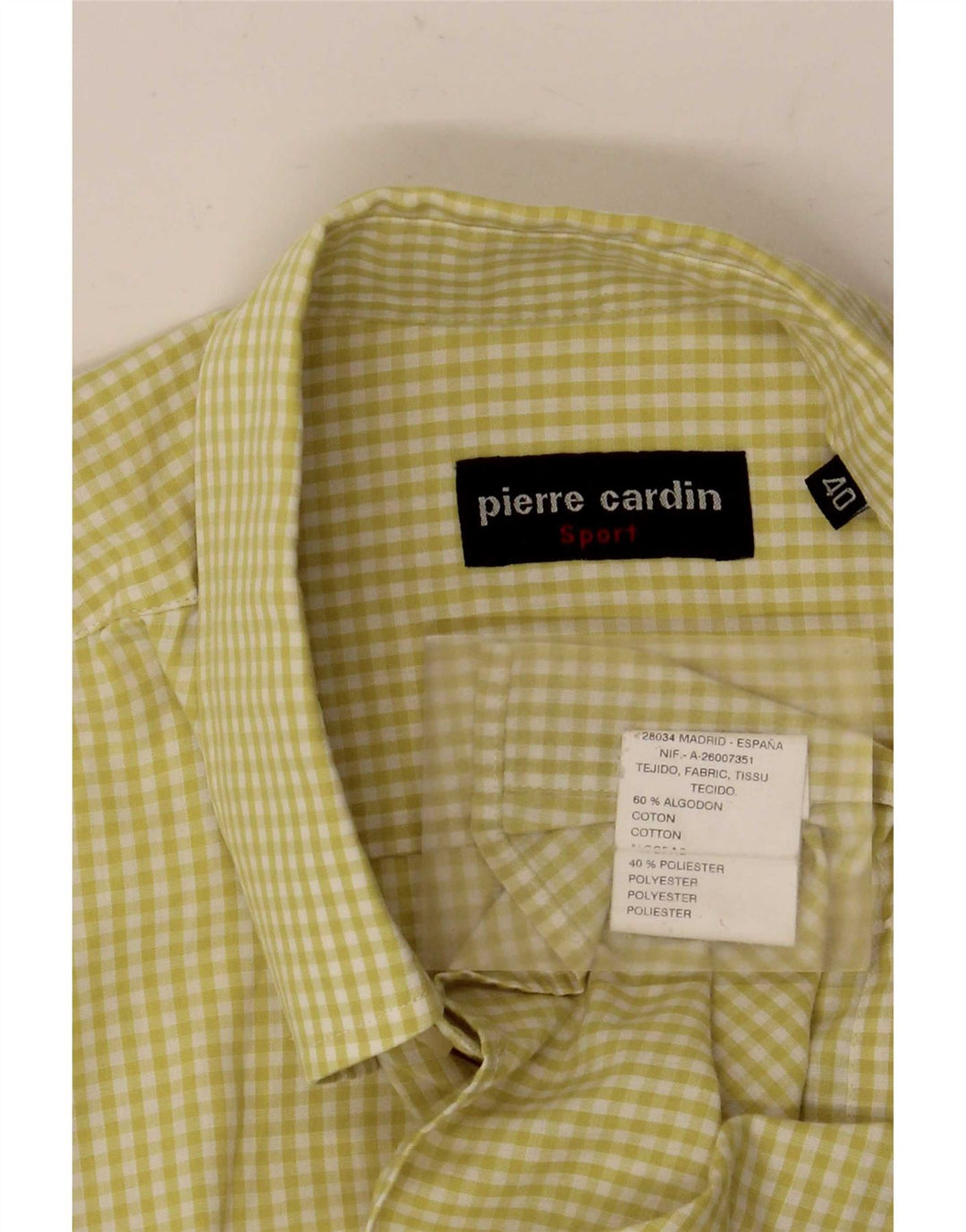 Мужская рубашка с коротким рукавом Pierre Cardin, размер 40, средний желтый клетчатый хлопок