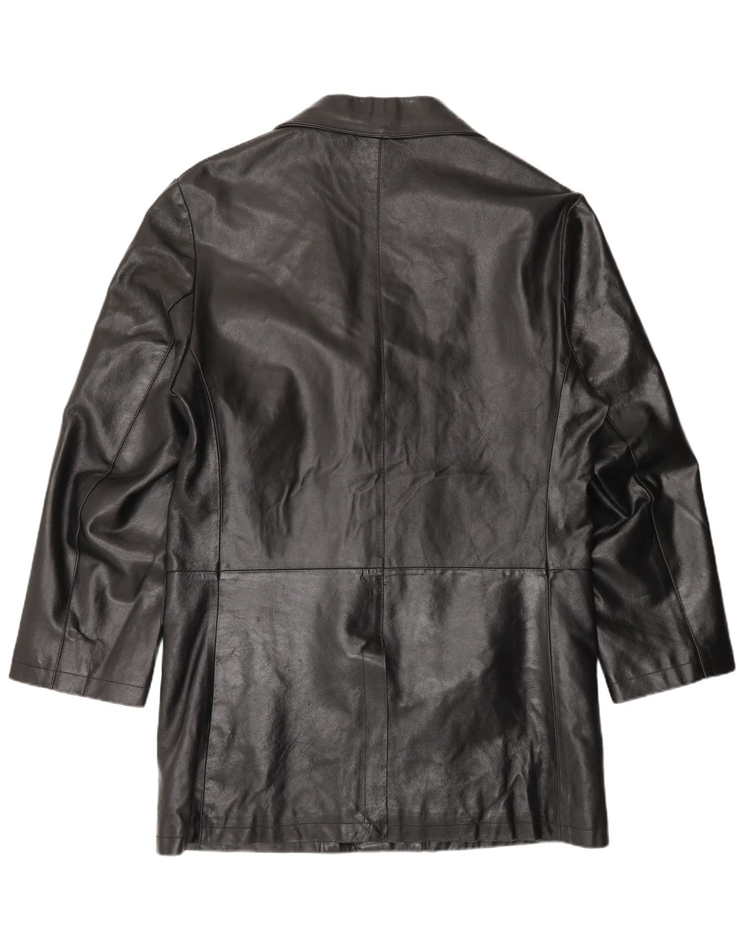 Винтажное мужское кожаное пальто IT 56 3XL Черное кожаное