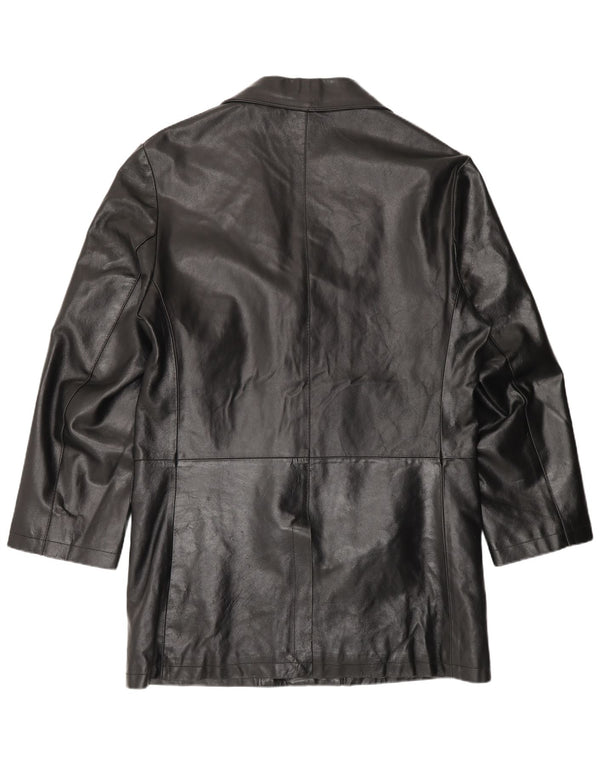 Винтажное мужское кожаное пальто IT 56 3XL Черное кожаное