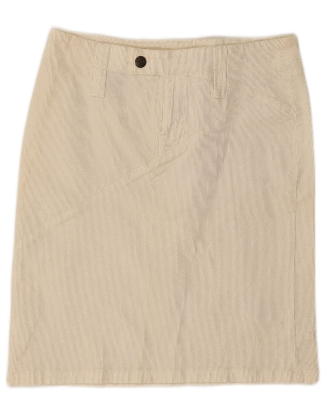BENETTON Womens Corduroy Skirt IT 42 Medium W30 White Cotton