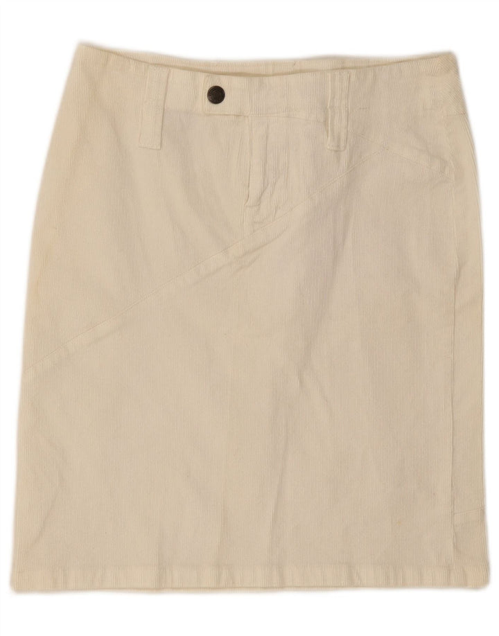BENETTON Womens Corduroy Skirt IT 42 Medium W30 White Cotton