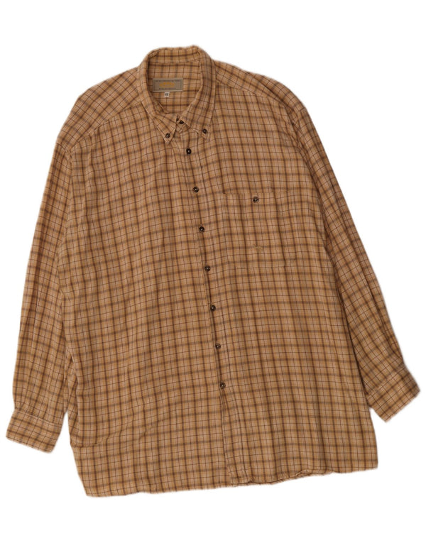 Мужская фланелевая рубашка Camel 2XL, хлопок в бежевую клетку
