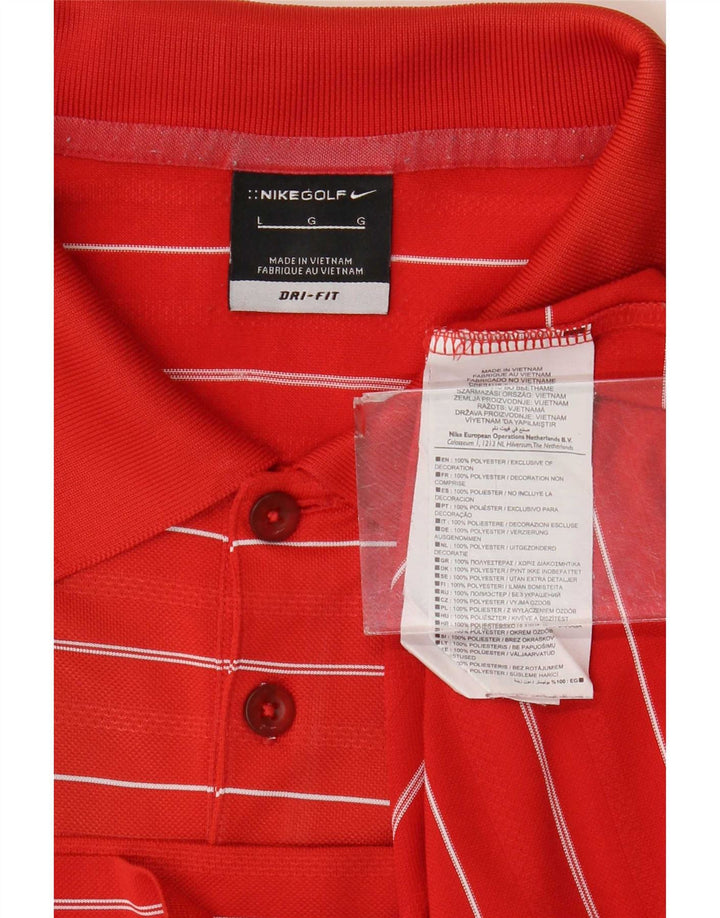 Мужская рубашка-поло Nike Dri Fit из полиэстера в большую красную полоску