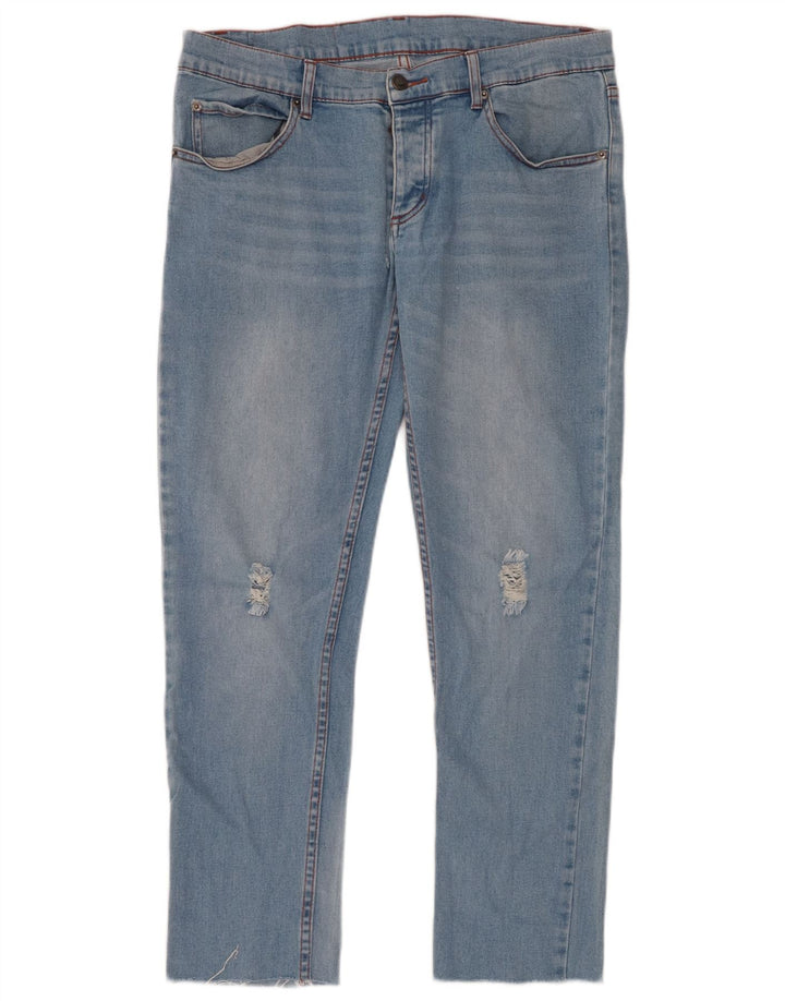 CHEAP MONDAY Мужские потертые узкие джинсы W32 L28 Синий хлопок