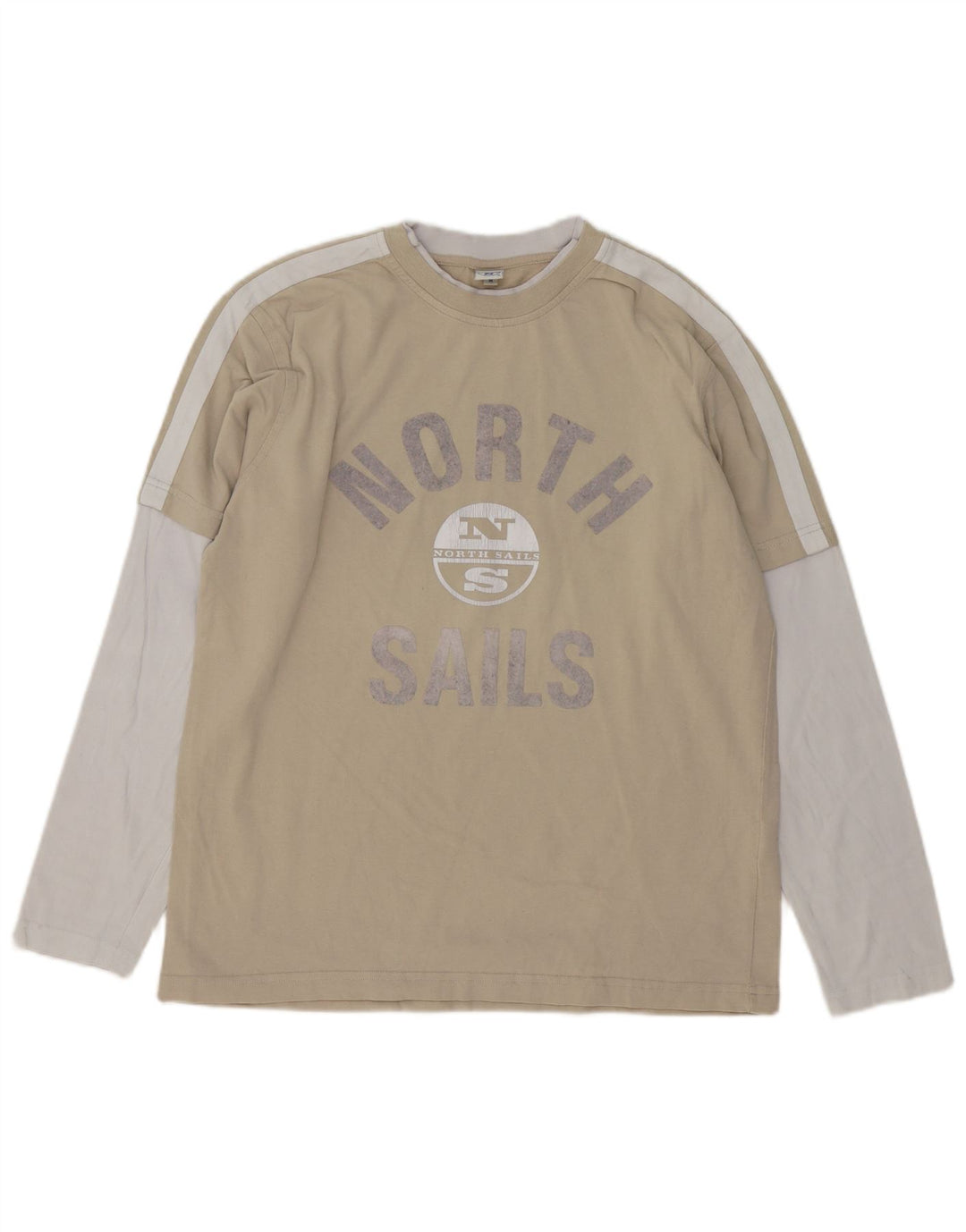 Мужской топ North Sails с рисунком и длинными рукавами, средний бежевый, хлопок с цветными блоками