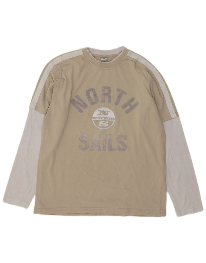 Мужской топ North Sails с рисунком и длинными рукавами, средний бежевый, хлопок с цветными блоками